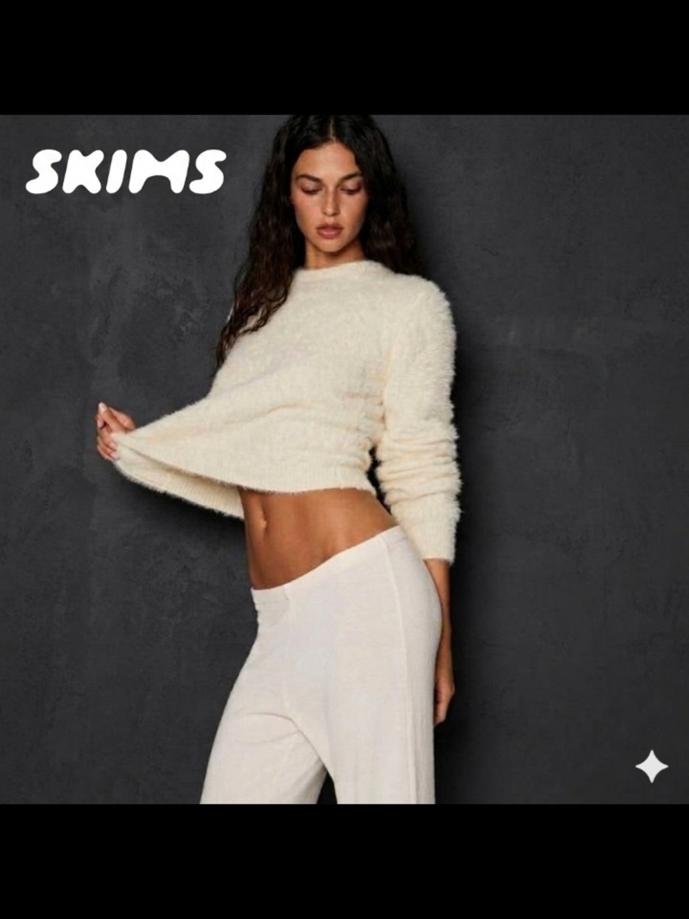 SKIMS Cream Fuzzy ALpaca Crewneck Sweater